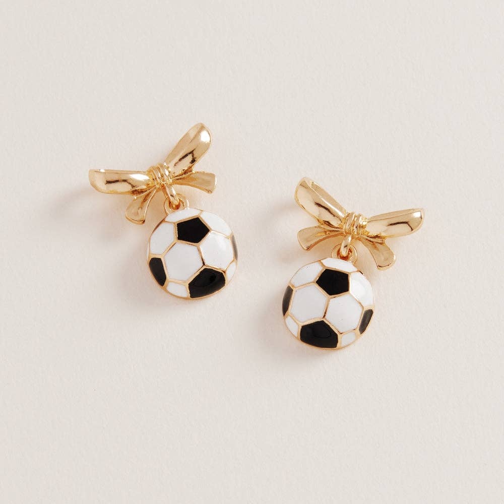 Soccer Ball Bow Earrings