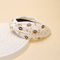 Football Jeweled Headband with Pearl Accent: White