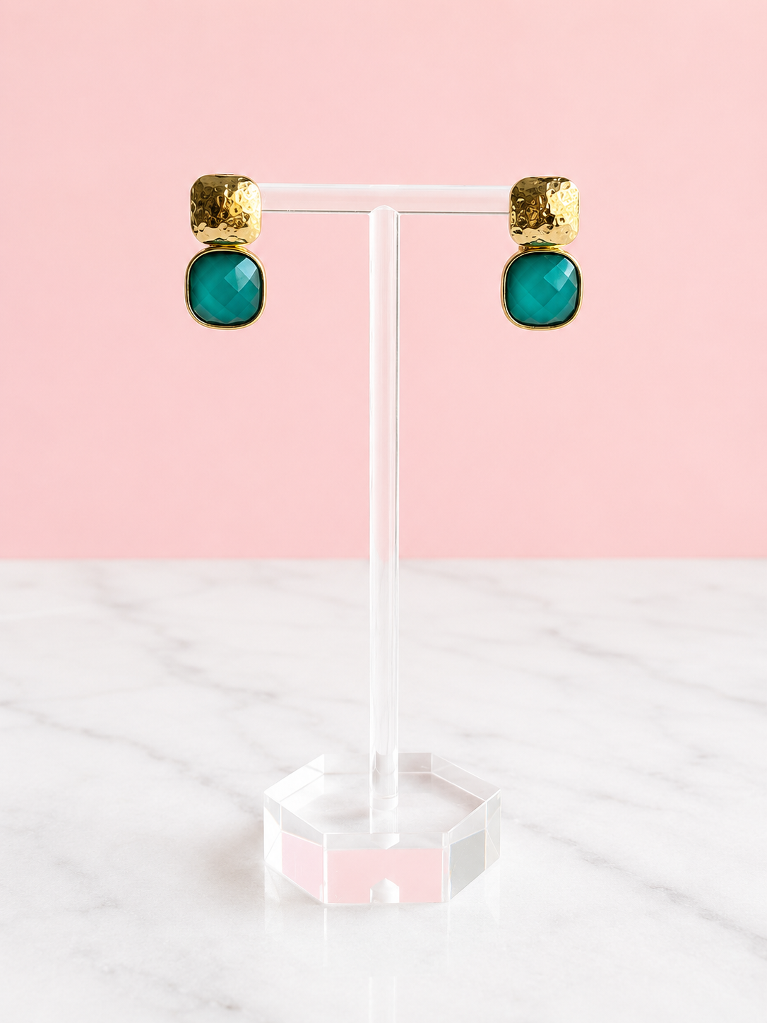 Teal Bloom Drop Earring