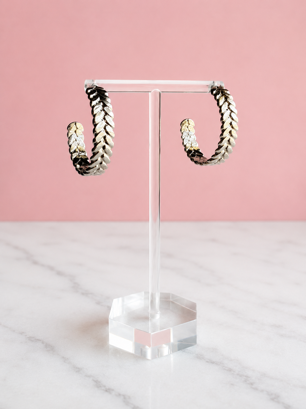 Silver Laurel Hoop Earrings