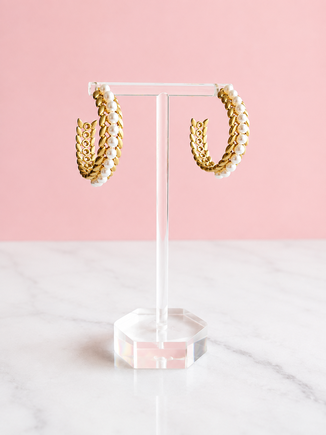 Pearl Laurel Hoop Earrings