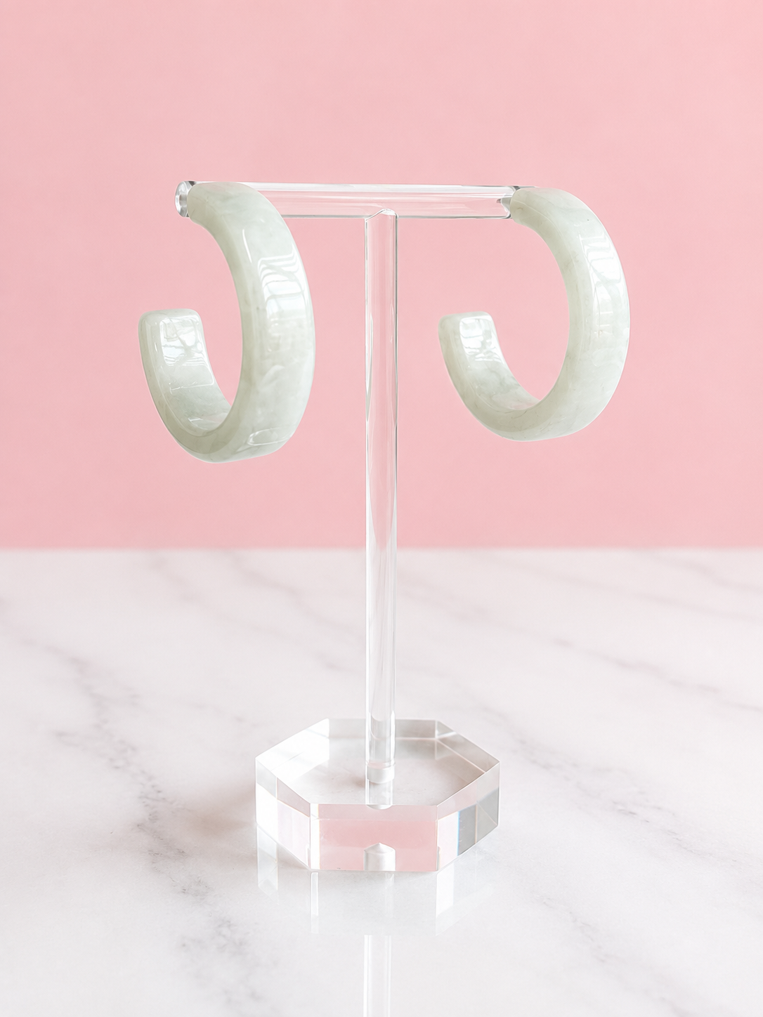 Ivory Marble Hoop Earrings