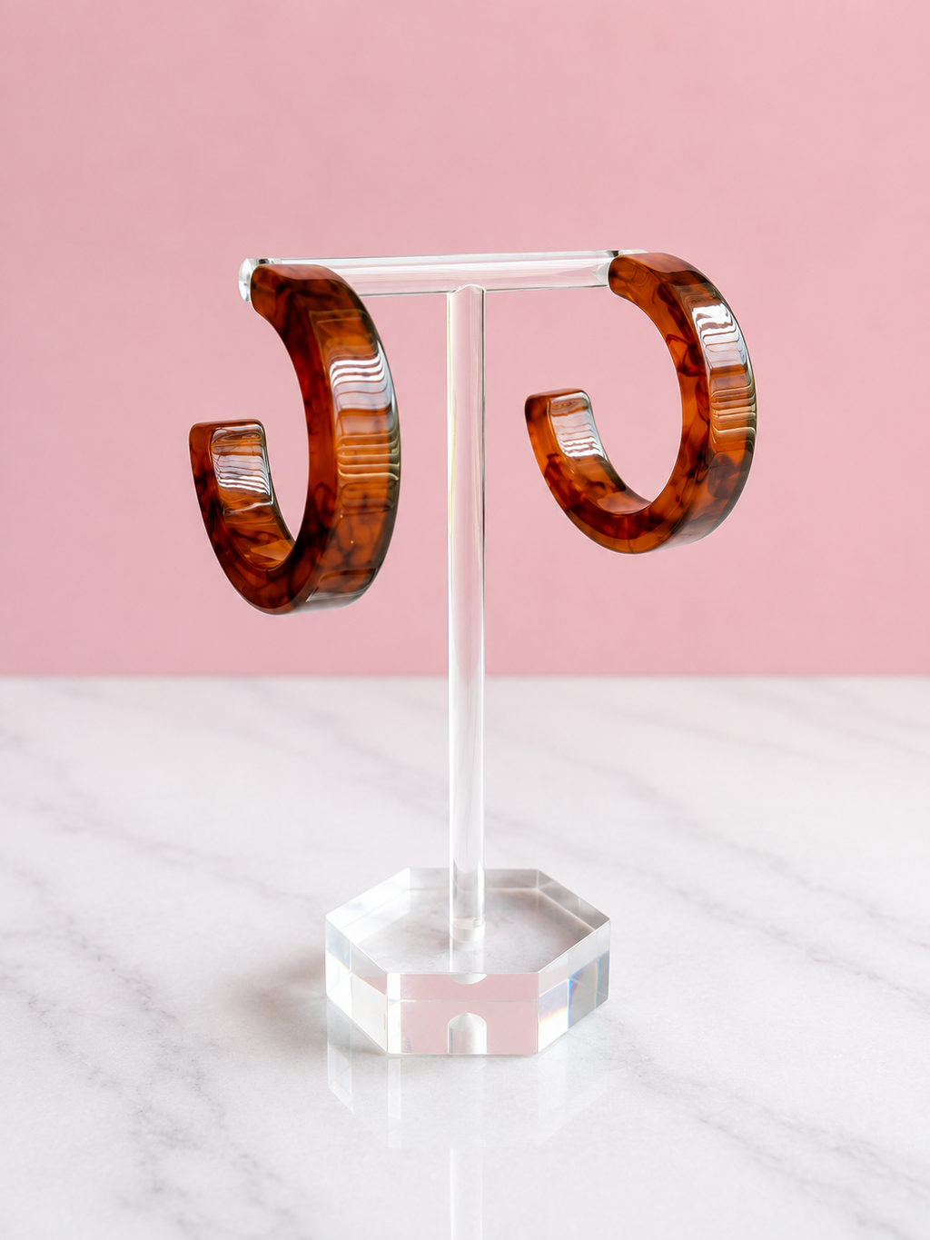 Marbled Tortoiseshell Hoop Earrings