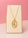 Oval Flower Pressed Necklace