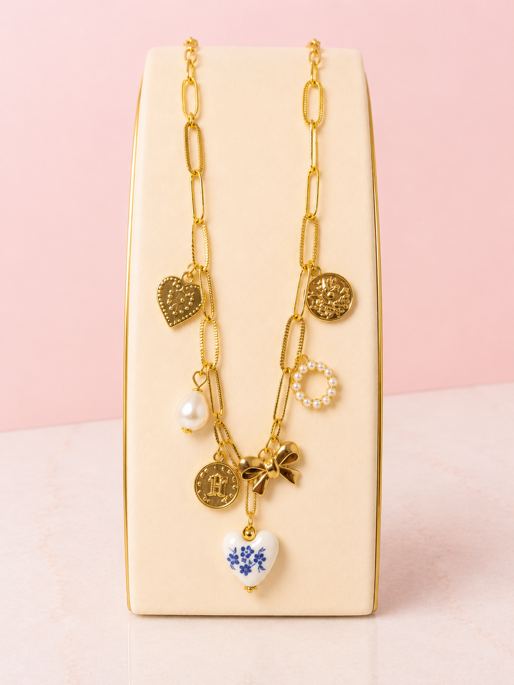 Blue Heart Charm Necklace