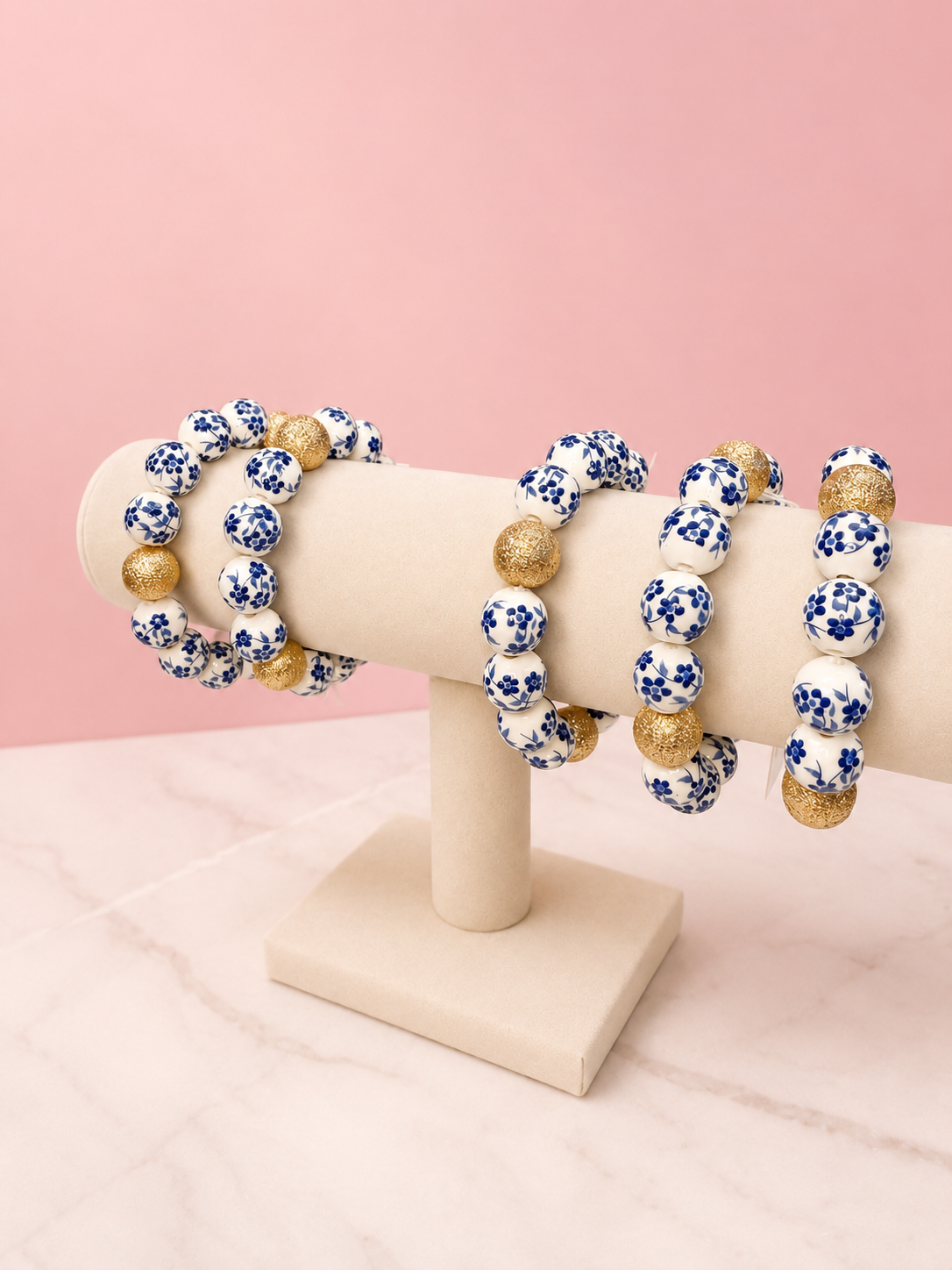 White & Blue Floral Bracelet