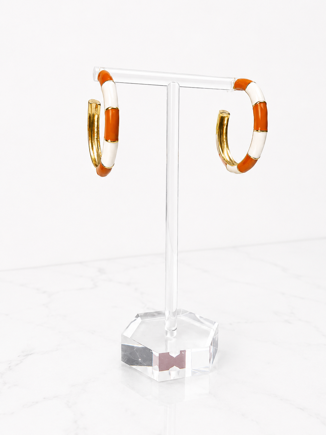 Orange & White Hoop Earrings