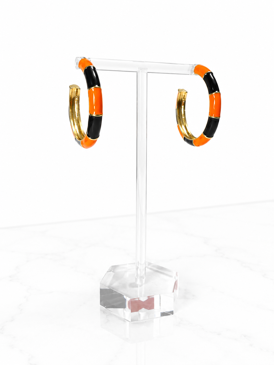 Navy & Orange Hoop Earrings