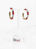 Red & Grey Hoop Earrings