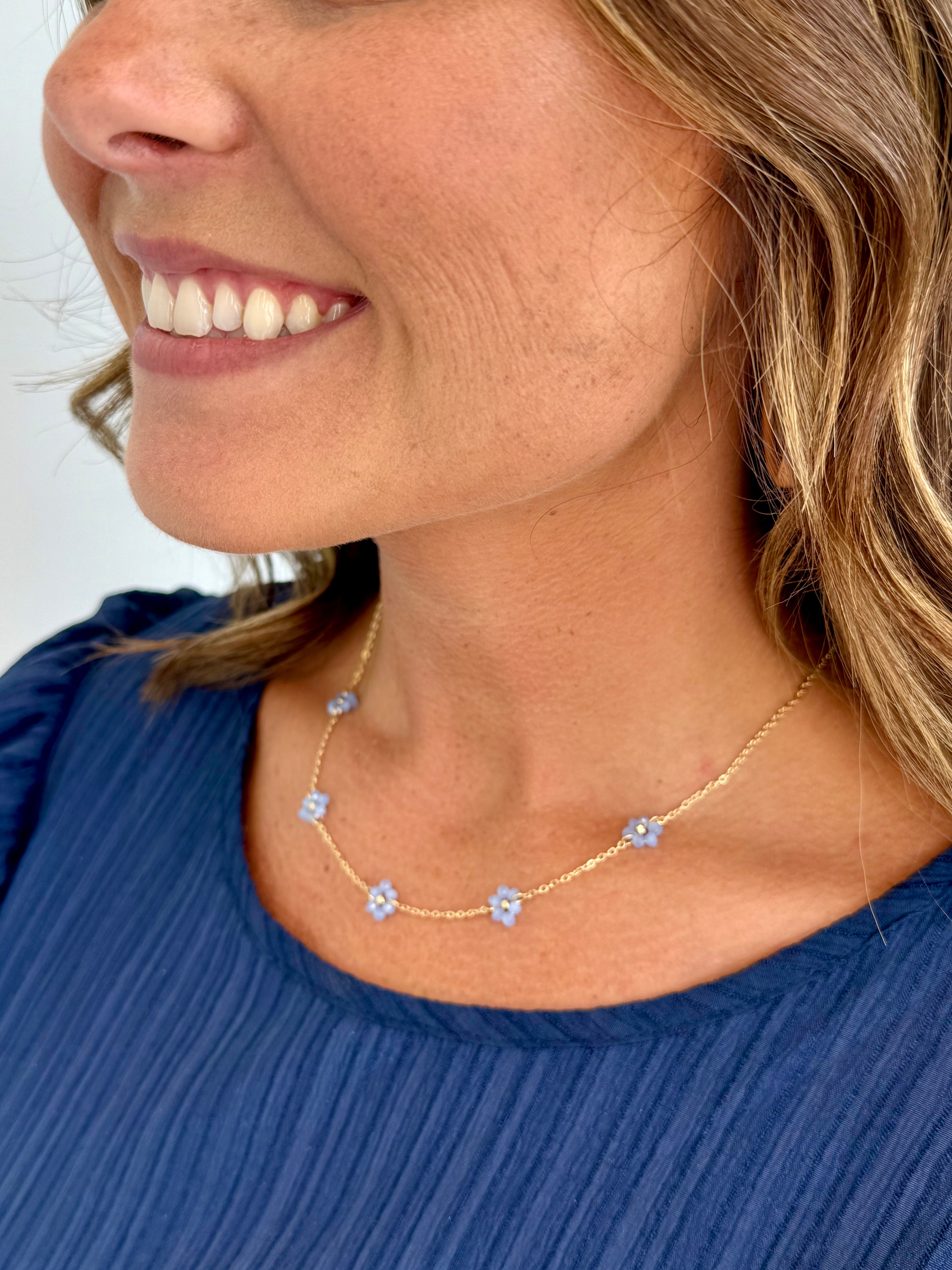 Light Blue Meadow Bloom Necklace