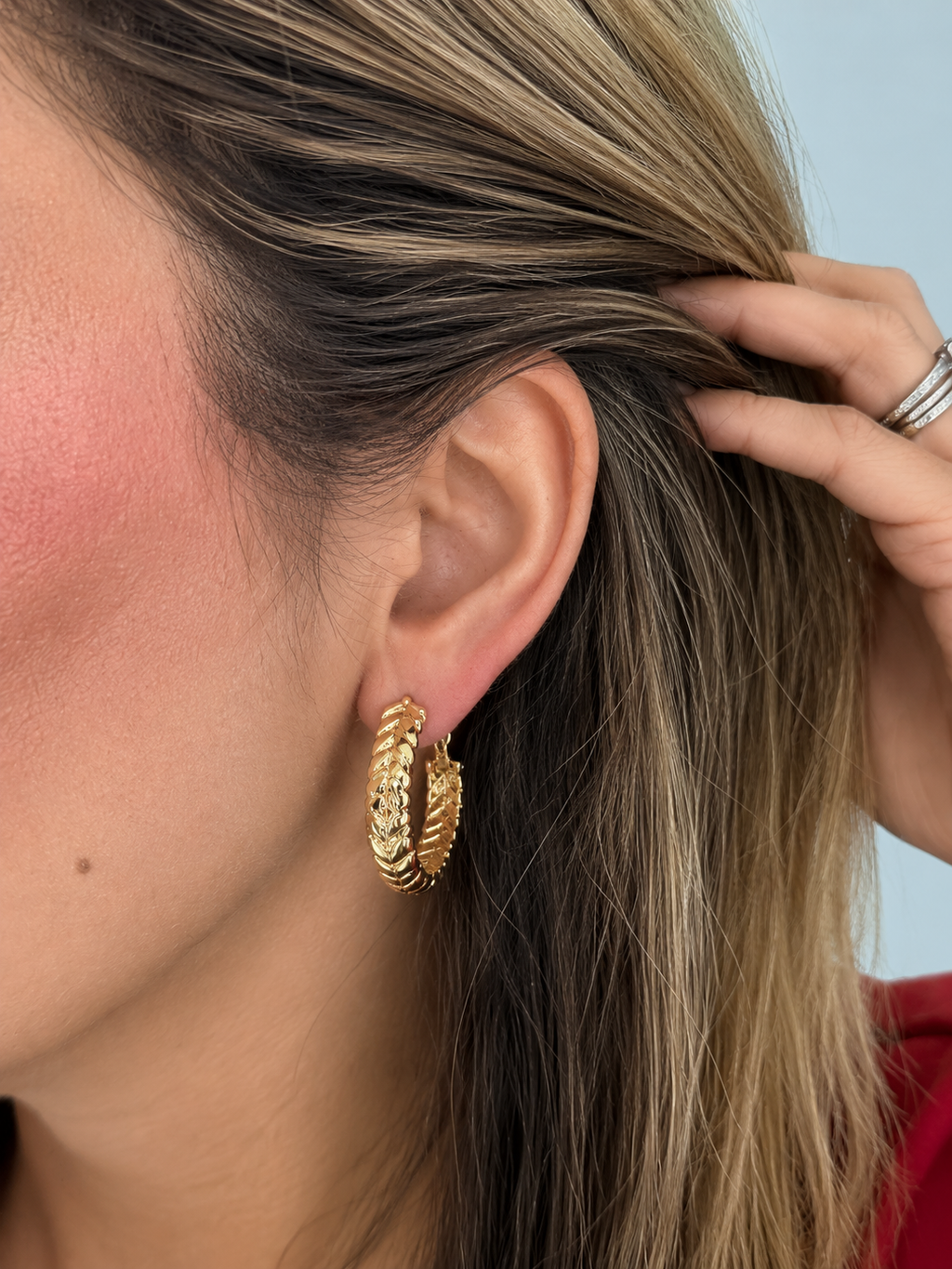 Golden Laurel Hoop Earrings