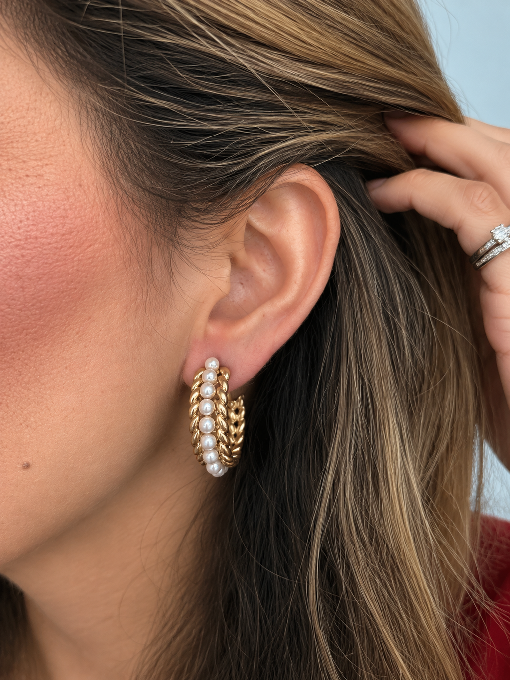 Pearl Laurel Hoop Earrings