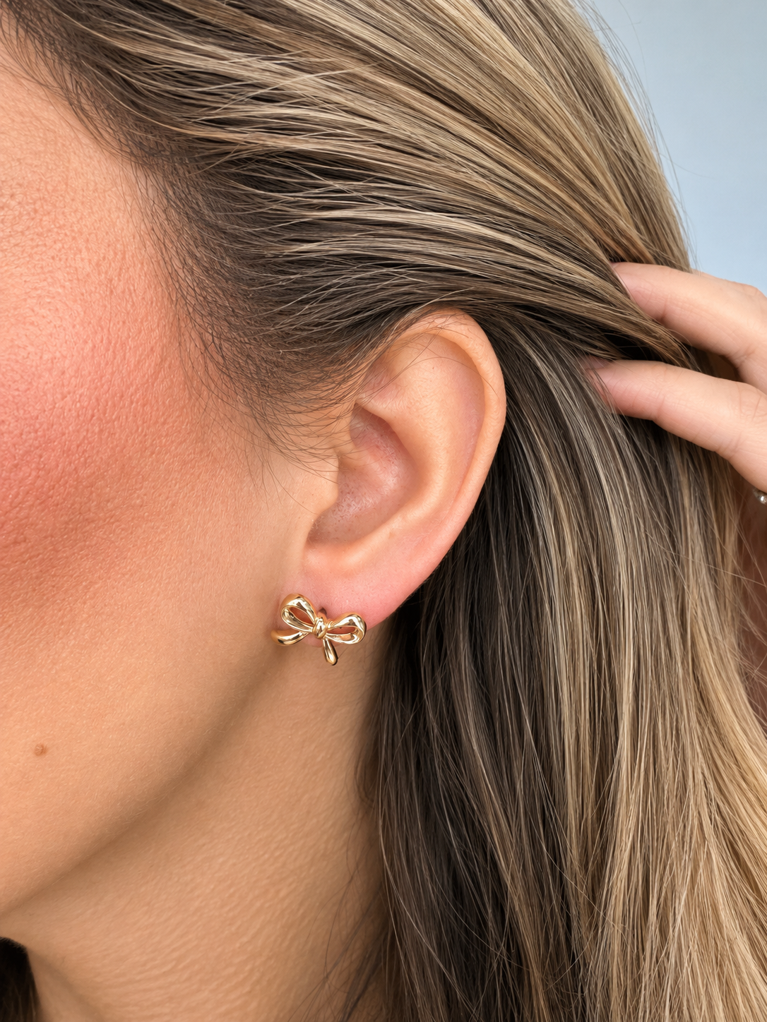 Golden Bow Stud Earrings