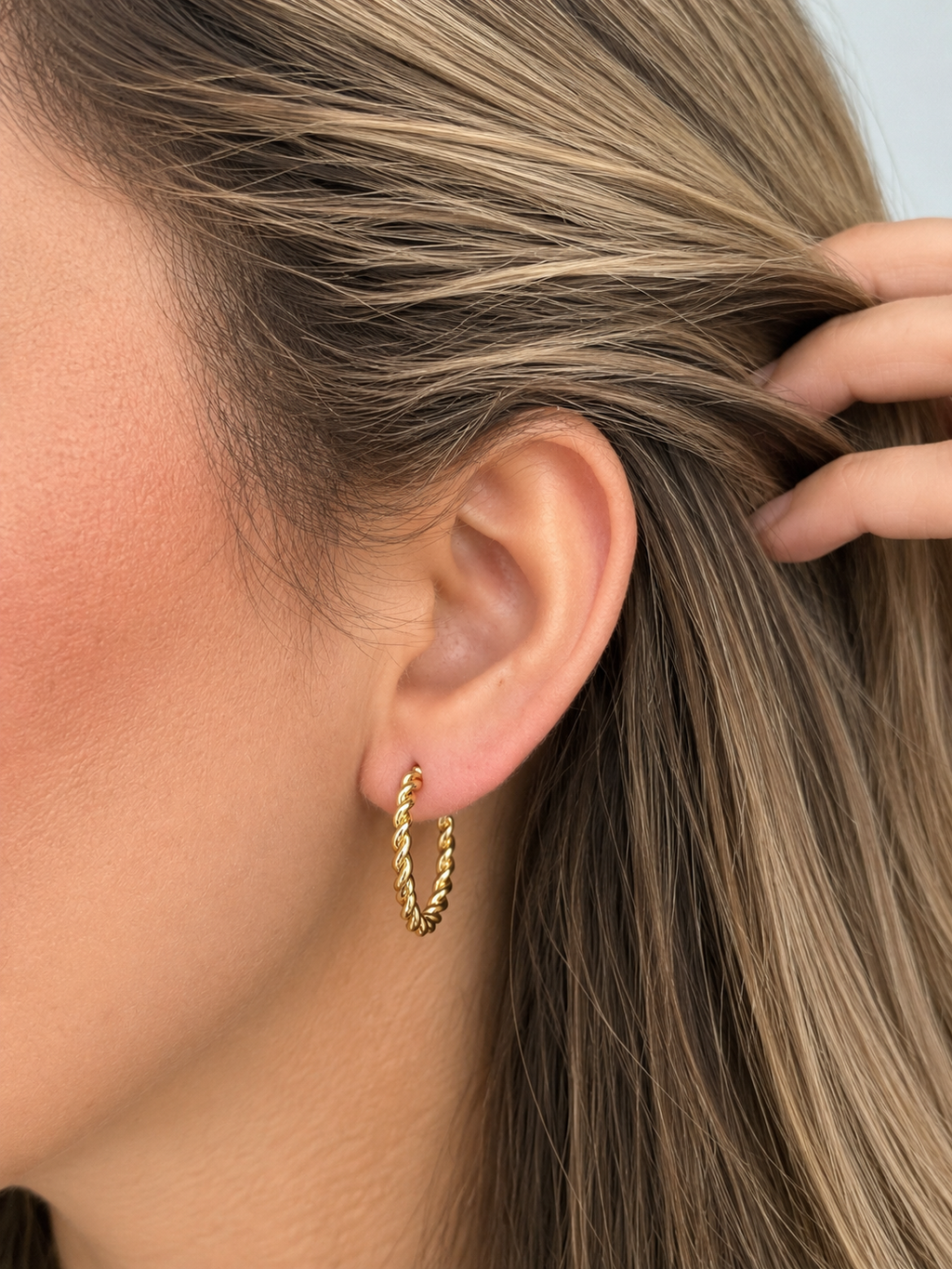 Twisted Gold Hoop Earrings