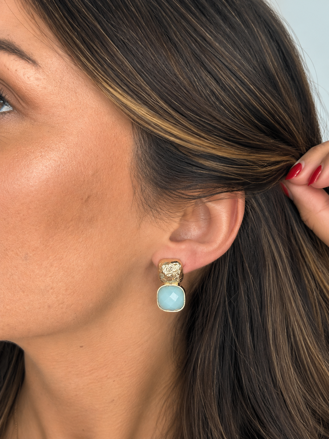 Light Blue Bloom Drop Earrings