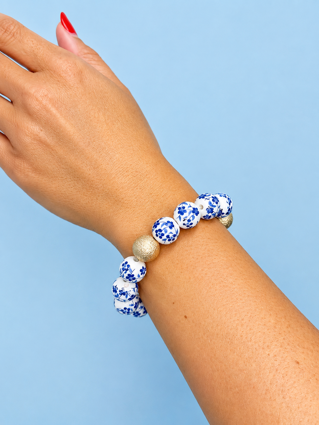 White & Blue Floral Bracelet