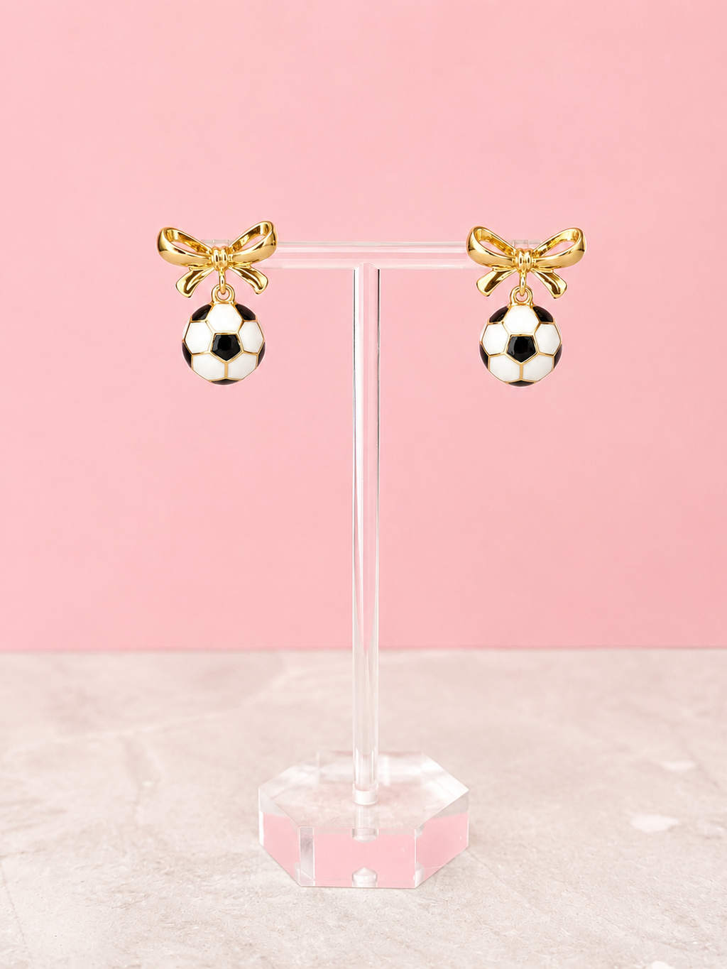 Soccer Ball Bow Earrings