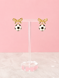 Soccer Ball Bow Earrings