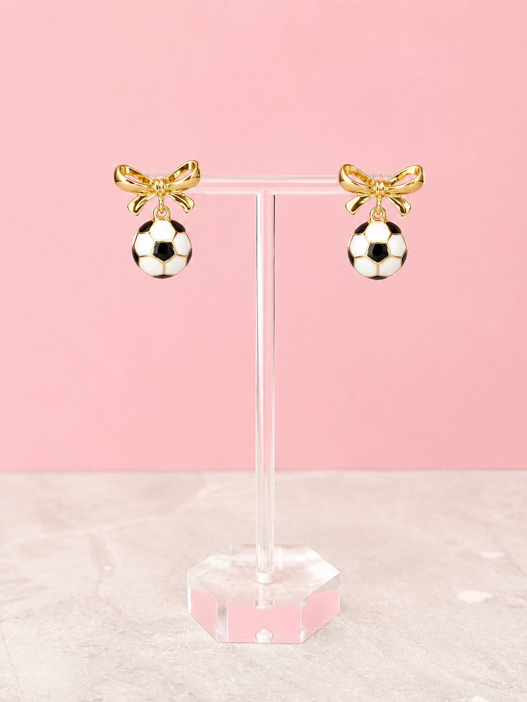 Soccer Ball Bow Earrings