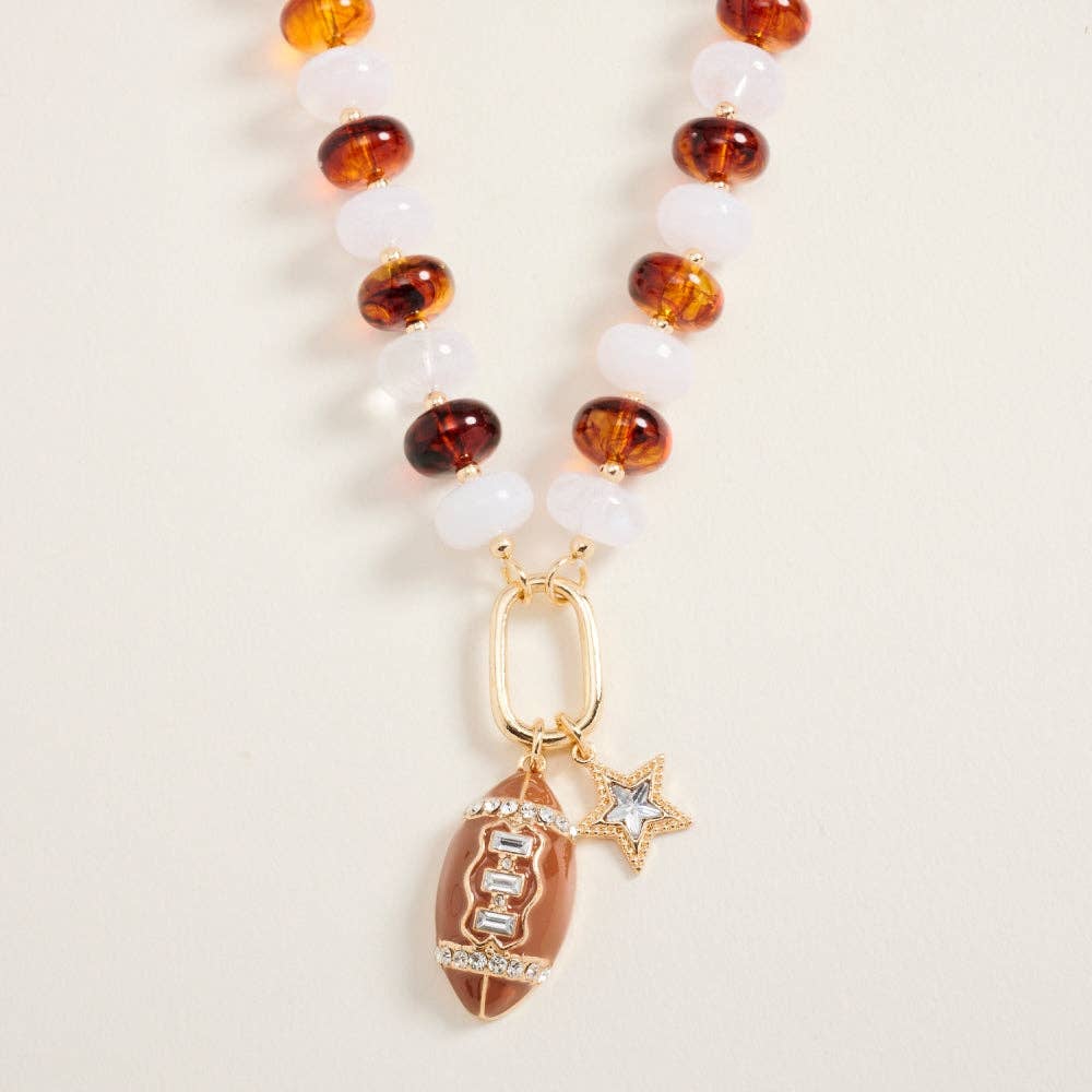 Football Star Pendant Bead Necklace
