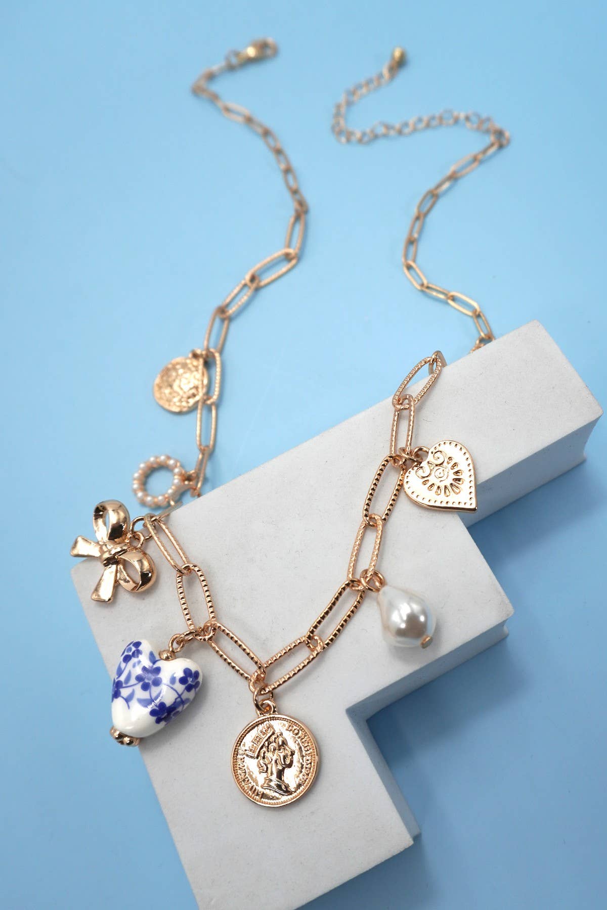 Blue Heart Charm Necklace