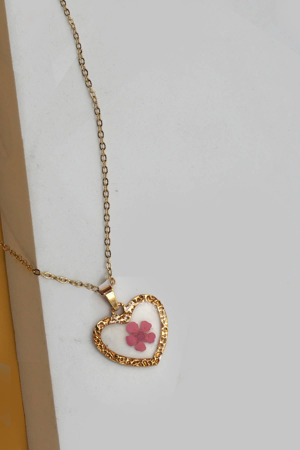 Heart Pressed Flower Necklace