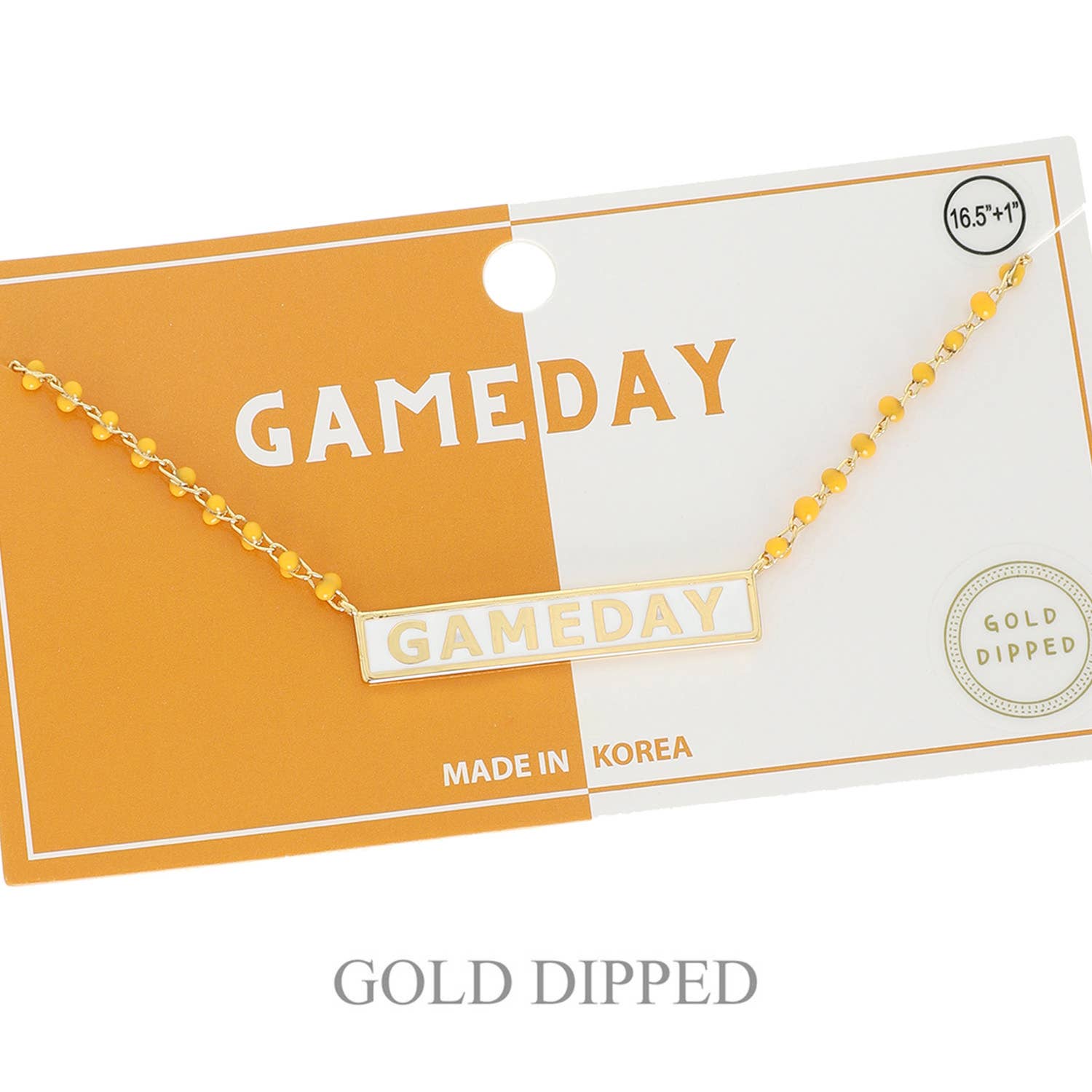 Gold Plated Bar Necklace Yellow & White
