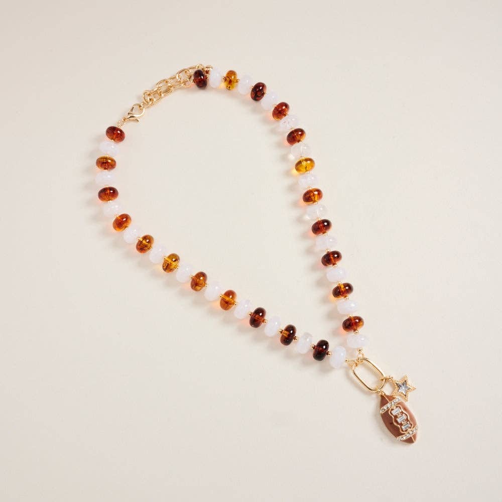 Football Star Pendant Bead Necklace
